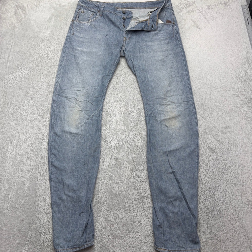 G-Star Raw Jeans Mens 34x34 Blue Arc 3D Slim Light Wash Twisted Seam Denim